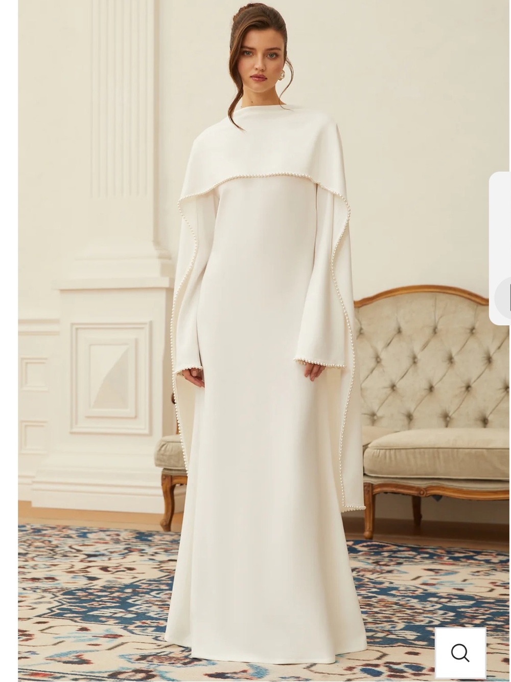 Piroska White Pearl Trim Shawl Detail Maxi Dress Brand New Never Worn